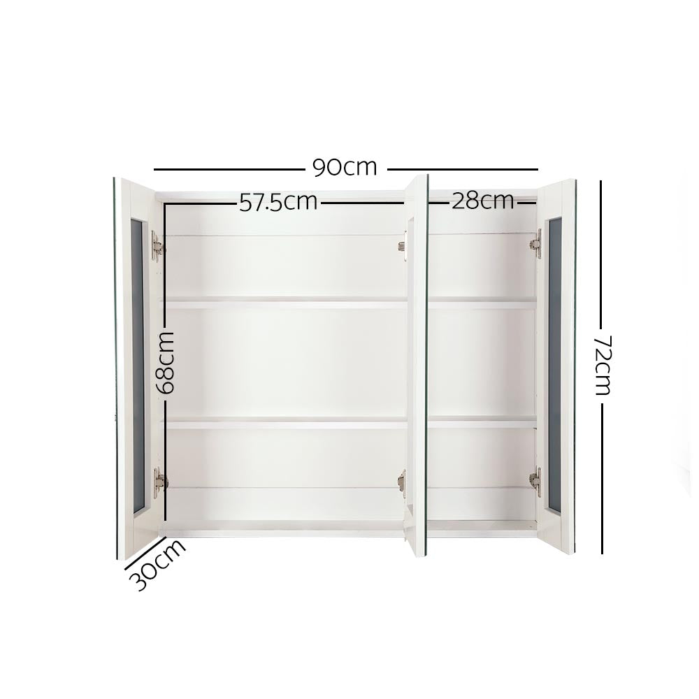Nora Creina 900mm Mirror Cabinet, White