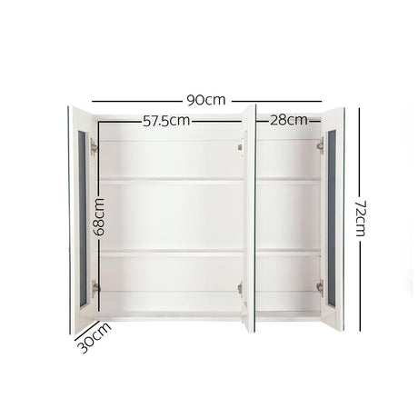 Nora Creina 900mm Mirror Cabinet, White