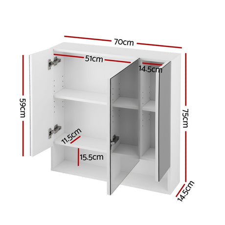 Wandilo 700mm Mirror Cabinet, White