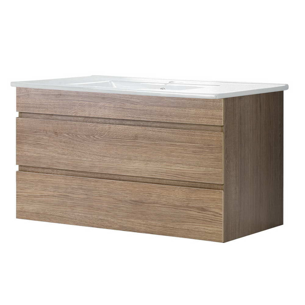 Mount Gambier 915mm wall hung bathroom vanity unit with basin in oak