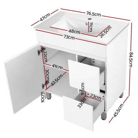Kingston SE 765mm Freestanding Bathroom Vanity Unit with Basin, White
