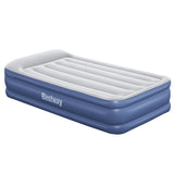 Balfour navy blue flocked single inflatable air mattress with pump