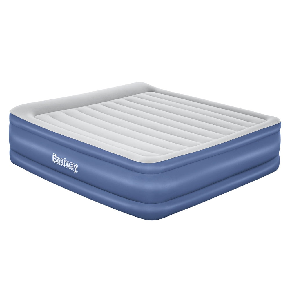 Abraham blue king inflatable vinyl air mattress