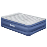 Abraham blue queen inflatable vinyl air mattress
