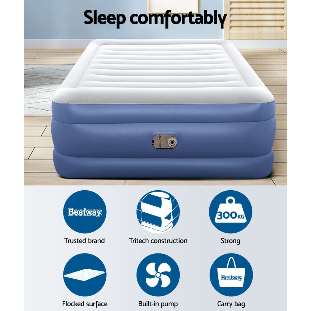 Abraham Air Mattress Queen, 61cm Inflatable Bed Blue