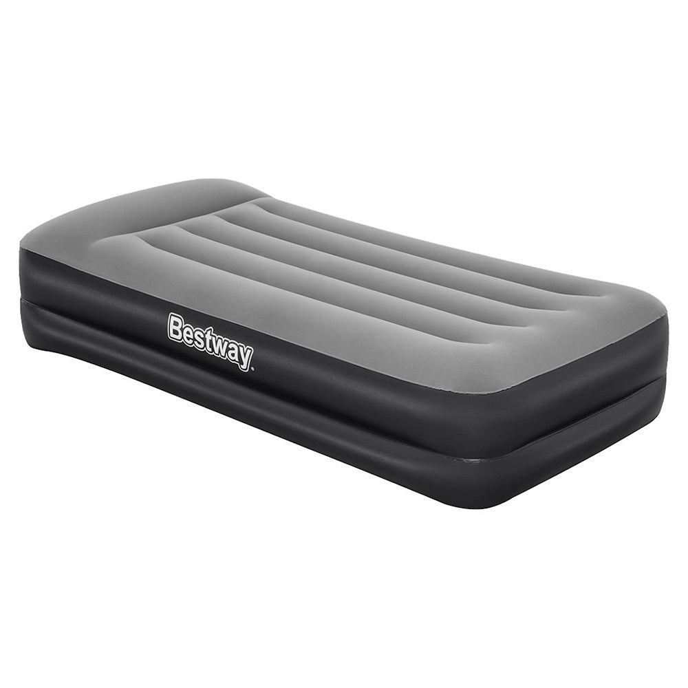 Balfour black flocked single inflatable air mattress with pump