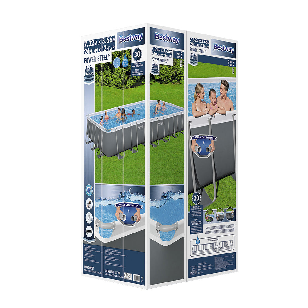 Lourinha Above Ground Steel Frame Pool, 732cm x 366cm x 132cm