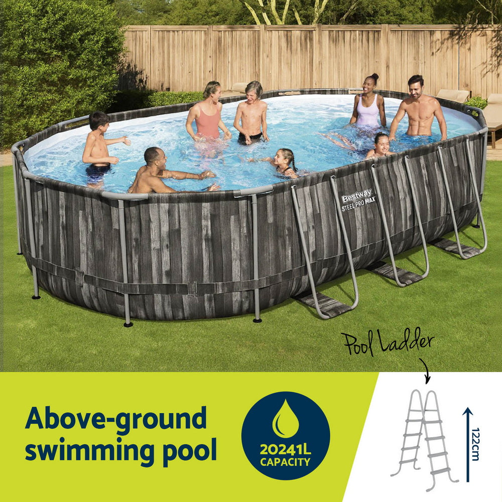 Alcobaca Above Ground Steel Frame Pool Set, 6.1m x 3.66m