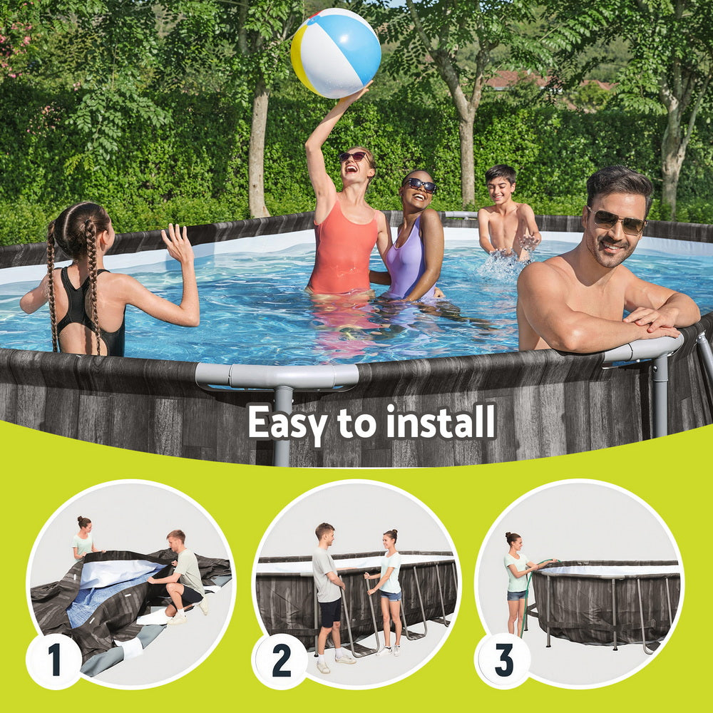 Alcobaca Above Ground Steel Frame Pool Set, 6.1m x 3.66m