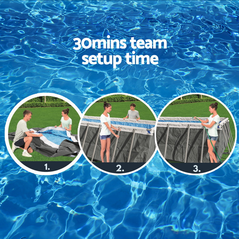 Bombarral Above Ground Steel Frame Pool, 640cm x 274cm x 132cm