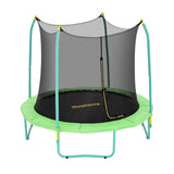 Green 8ft round kids trampoline with safety enclosure net