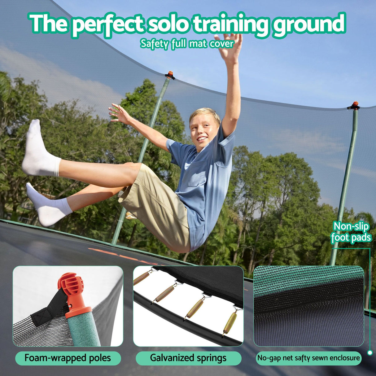 Yeppoon Round Trampoline with Enclosure and Ladder, 14ft