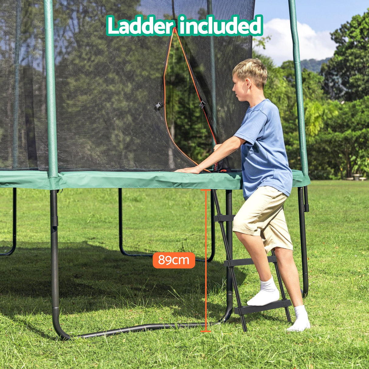 Yeppoon Round Trampoline with Enclosure and Ladder, 14ft