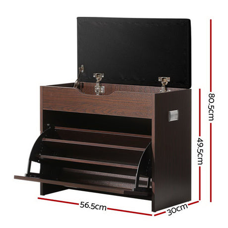 Artiss 3-Tier 15-Pair PU Leather Shoe Storage Bench — White or Walnut — Allure Home Collections