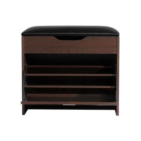 Artiss 3-Tier 15-Pair PU Leather Shoe Storage Bench — White or Walnut — Allure Home Collections