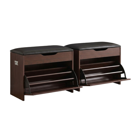Balmoral Storage Shoe Bench, Walnut 2pcs image 2