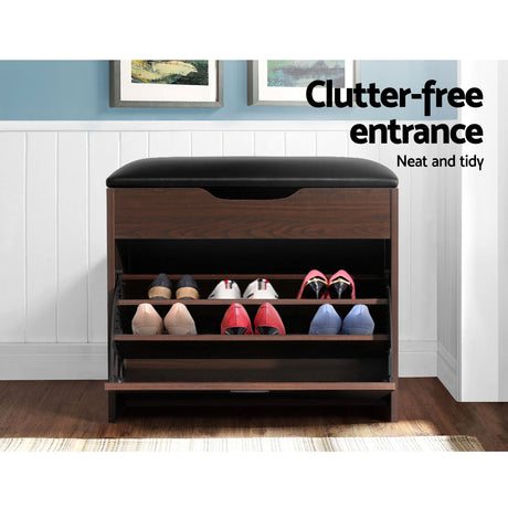 Balmoral Storage Shoe Bench, Walnut 2pcs image 5