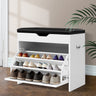 Artiss 3-Tier 15-Pair PU Leather Shoe Storage Bench — White or Walnut — Allure Home Collections