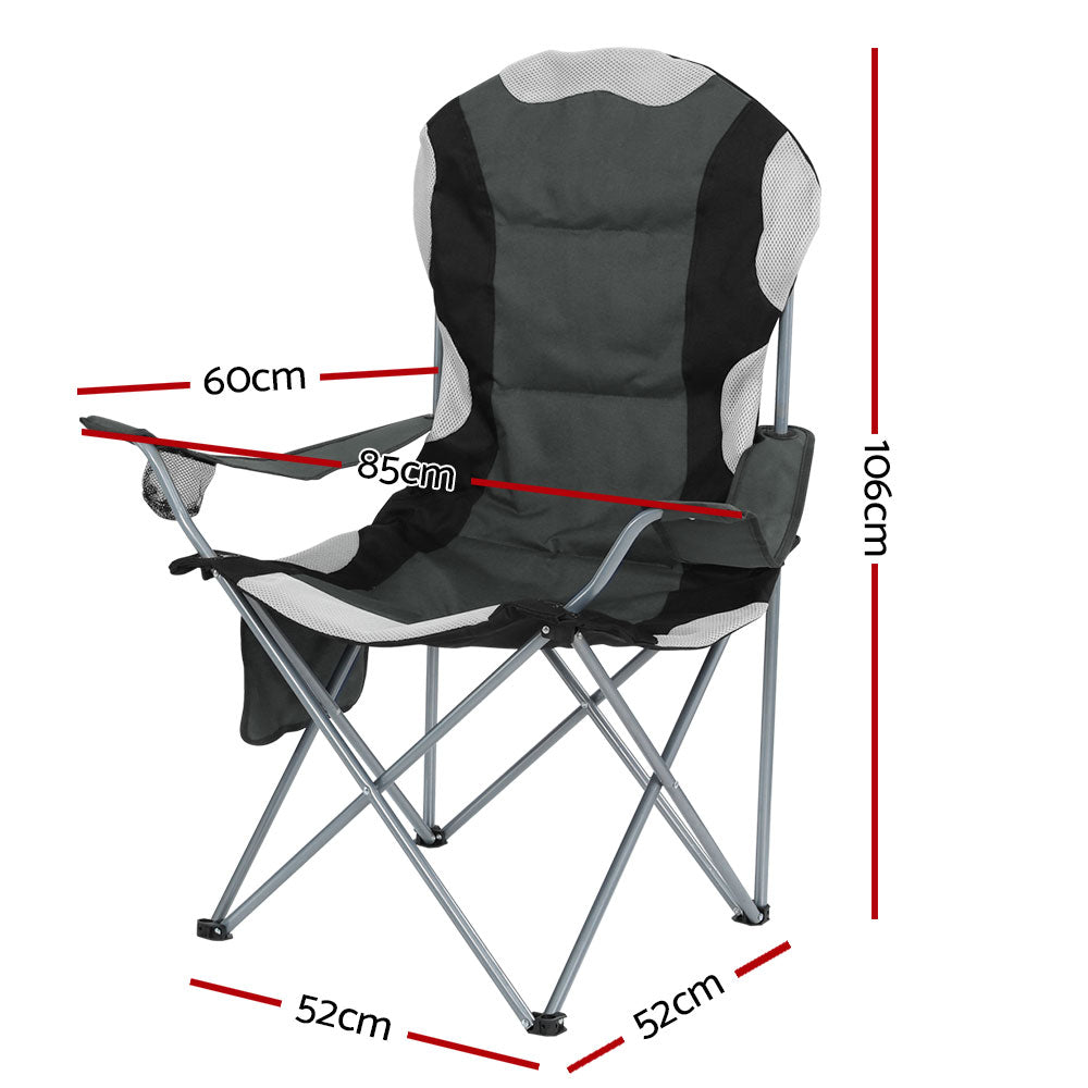 Watarrka Folding Camp Chair with Armrests, Grey 2pcs