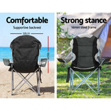 Watarrka Folding Camp Chair with Armrests, Grey 2pcs