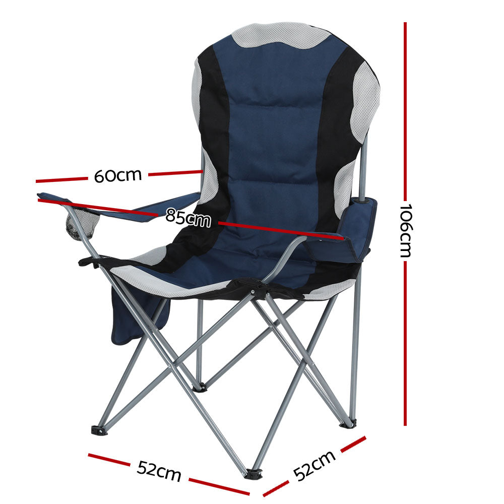 Watarrka Folding Camp Chair with Armrests, Navy 2pcs