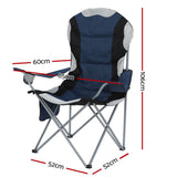 Watarrka Folding Camp Chair with Armrests, Navy 2pcs