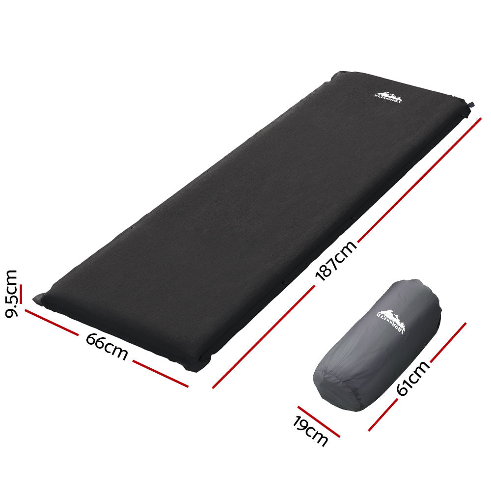 Patricia Self Inflating Mattress, Single 9.5cm, Black