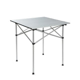 Aluminium roll up camp table 70cm set up outdoors