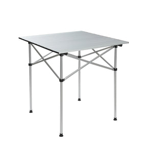Aluminium roll up camp table 70cm set up outdoors