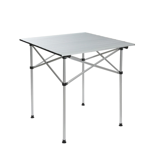 Aluminium roll up camp table 70cm set up outdoors