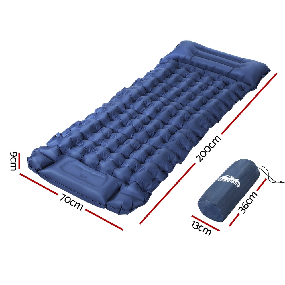 Unwin Self Inflating Mattress, Single 9cm with Pillow and Bag Blue