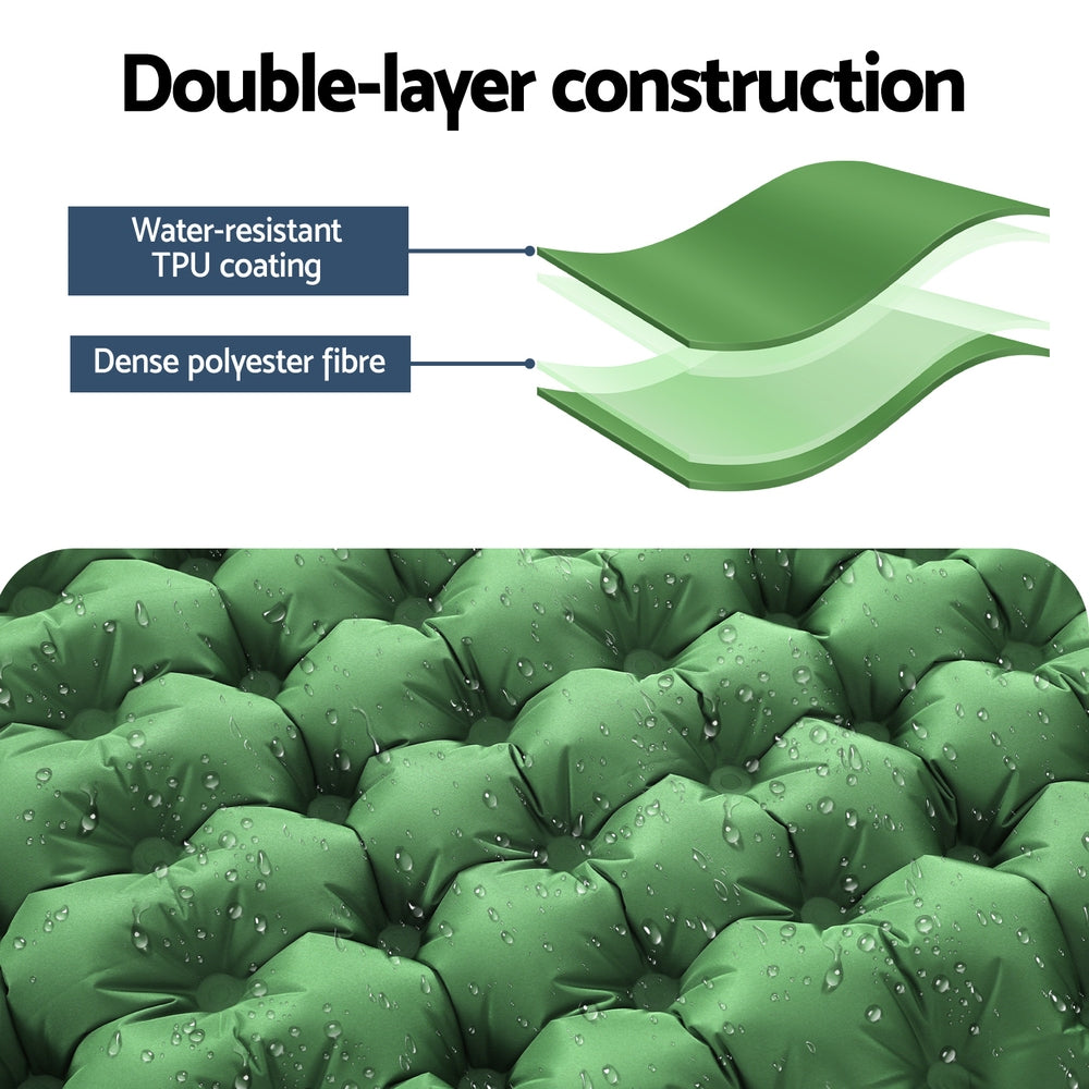 Unwin Self Inflating Mattress, Single 9cm with Pillow Green