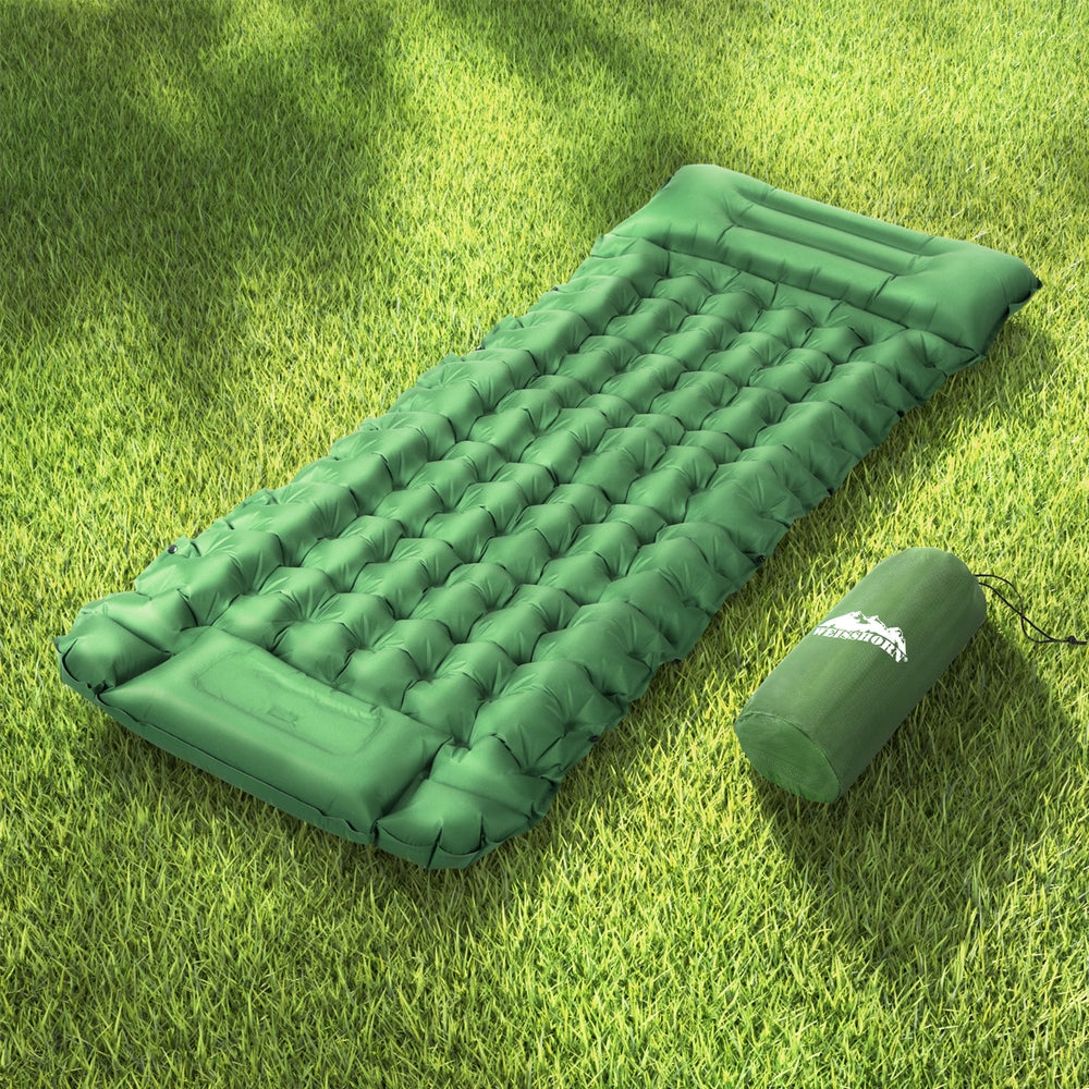 Unwin Self Inflating Mattress, Single 9cm with Pillow Green