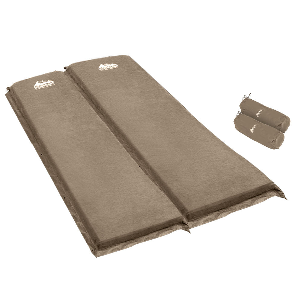 Golden Self Inflating Camping Mattress, Double 2pcs, Coffee