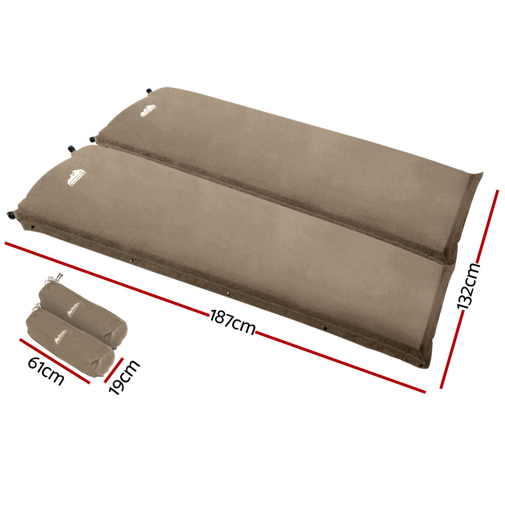 Golden Self Inflating Camping Mattress, Double 2pcs, Coffee