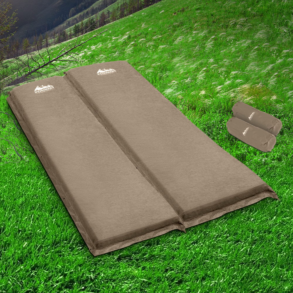 Golden Self Inflating Camping Mattress, Double 2pcs, Coffee