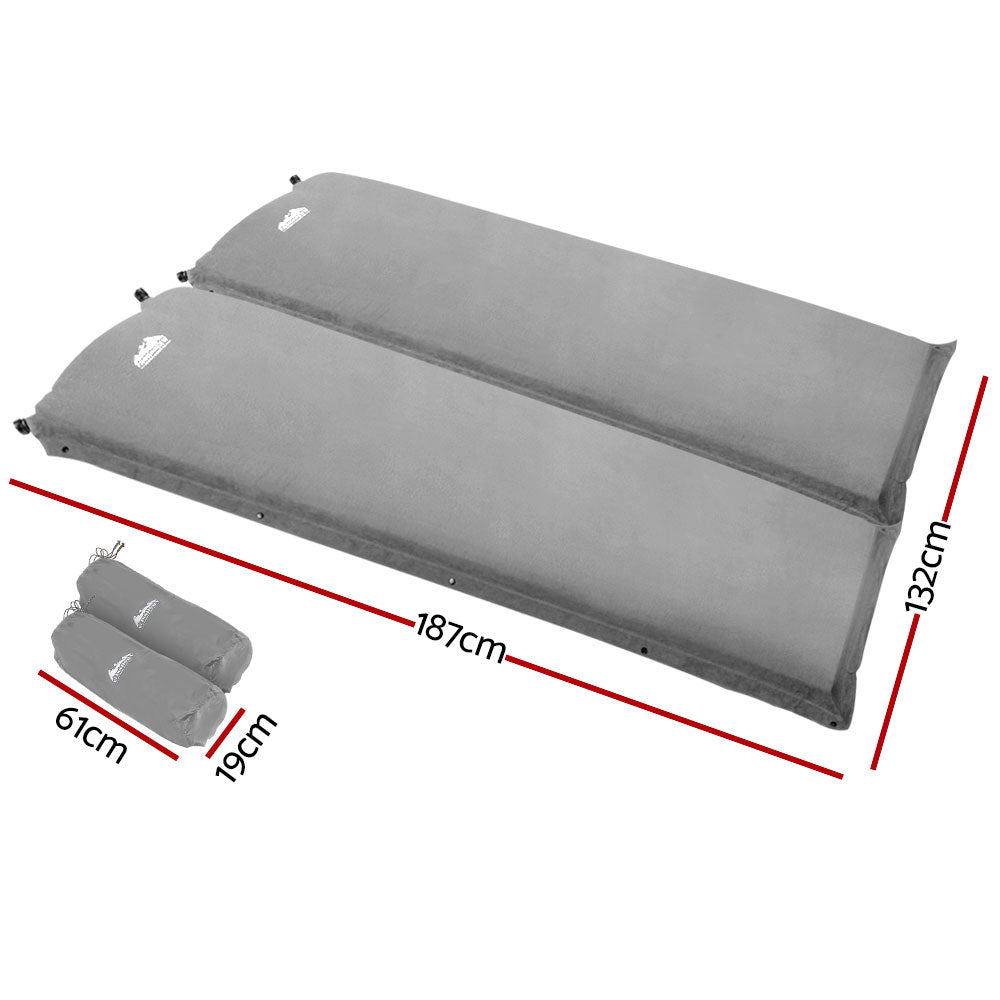 Golden Self Inflating Camping Mattress, Double 2pcs, Grey