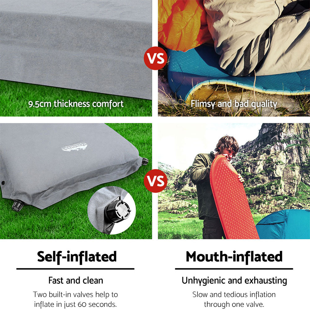 Golden Self Inflating Camping Mattress, Double 2pcs, Grey