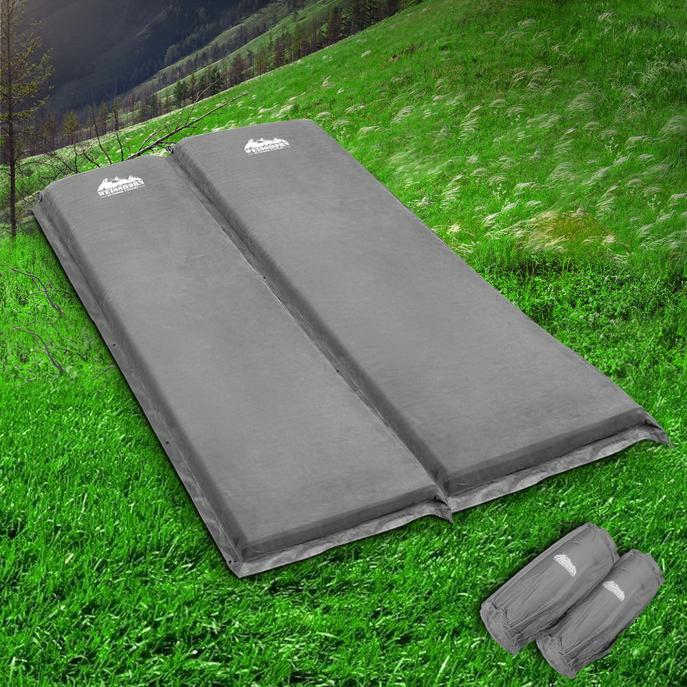 Golden Self Inflating Camping Mattress, Double 2pcs, Grey
