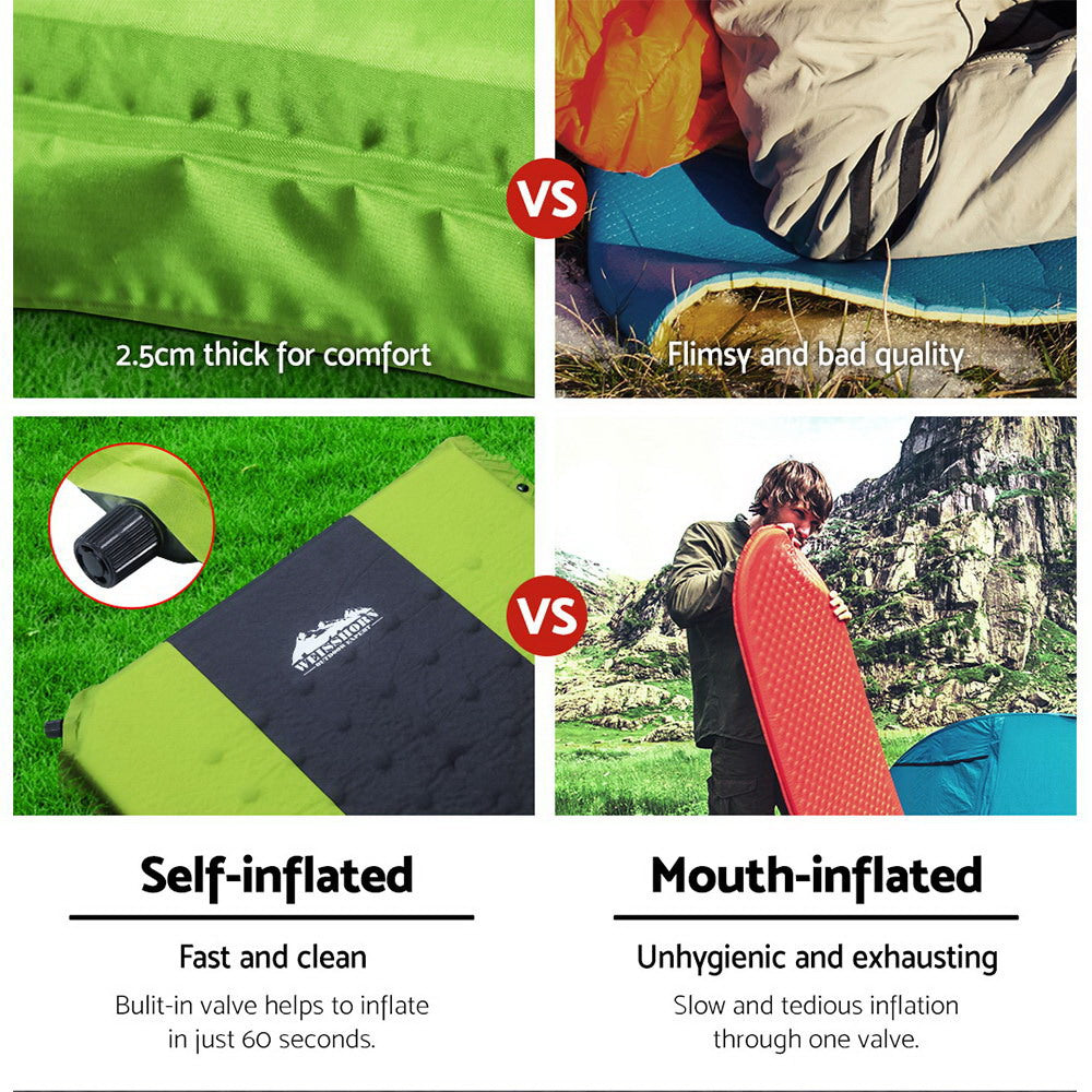 Ramparts Self Inflating Mattress, Double, Green