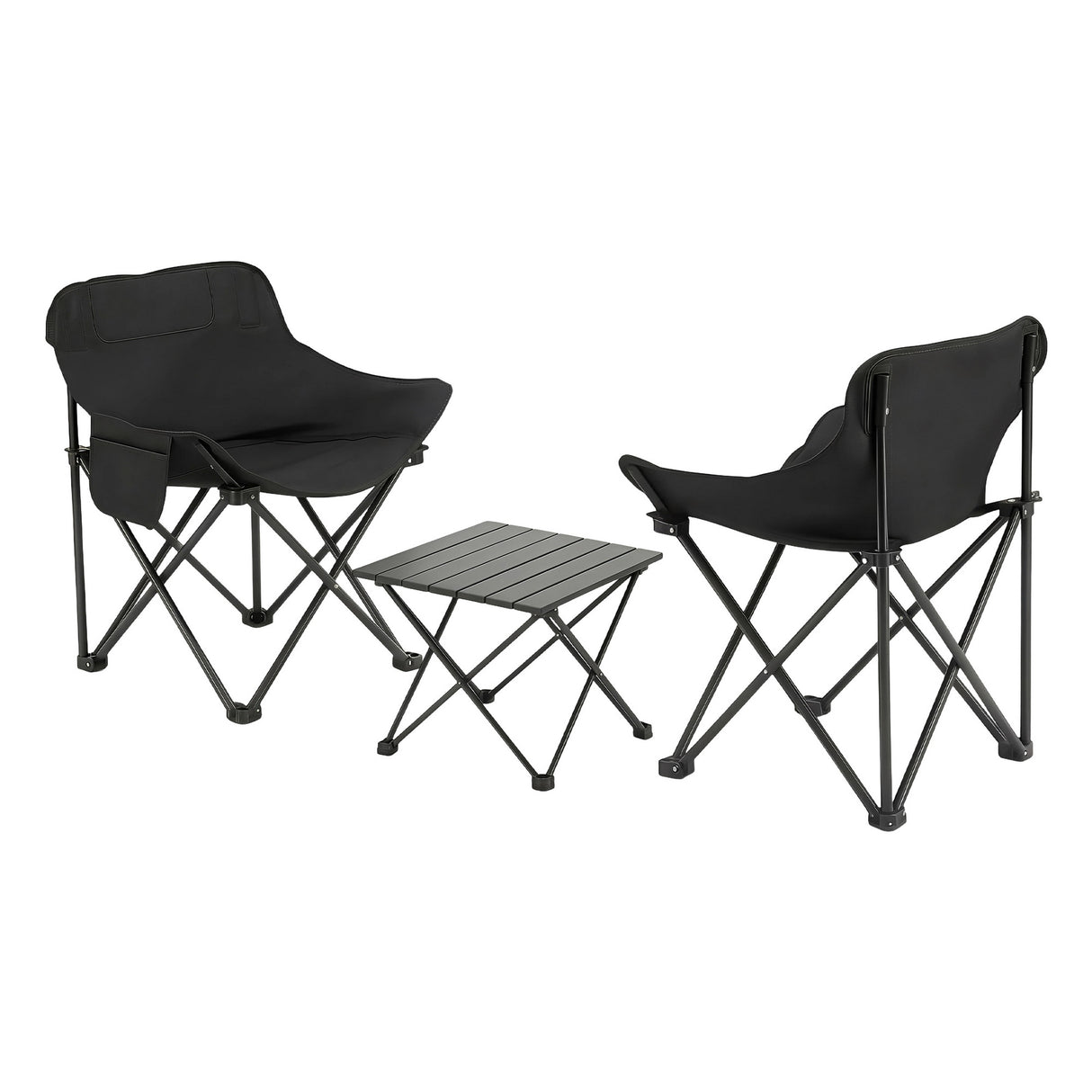 Blue three piece camp set with folding table and two chairs