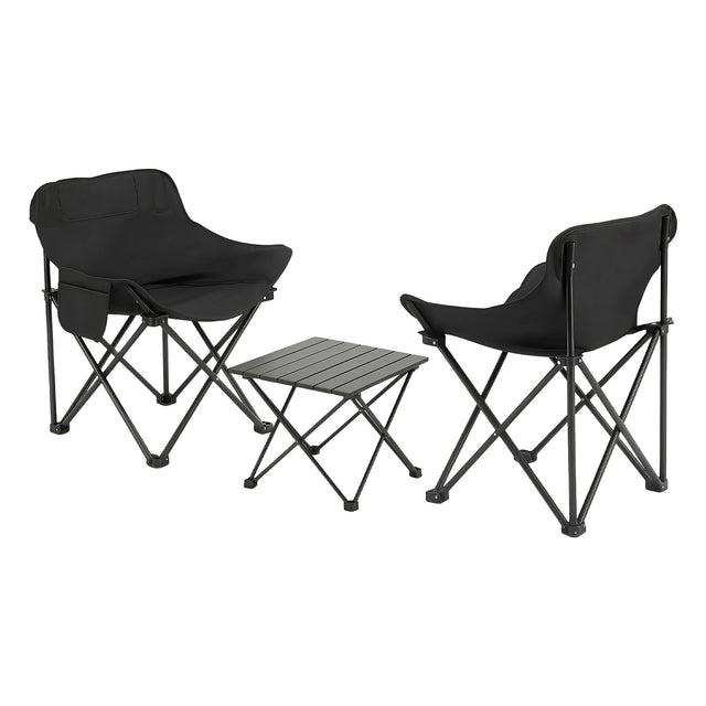 Blue three piece camp set with folding table and two chairs