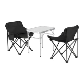 Natural three piece camp set with folding table and two chairs