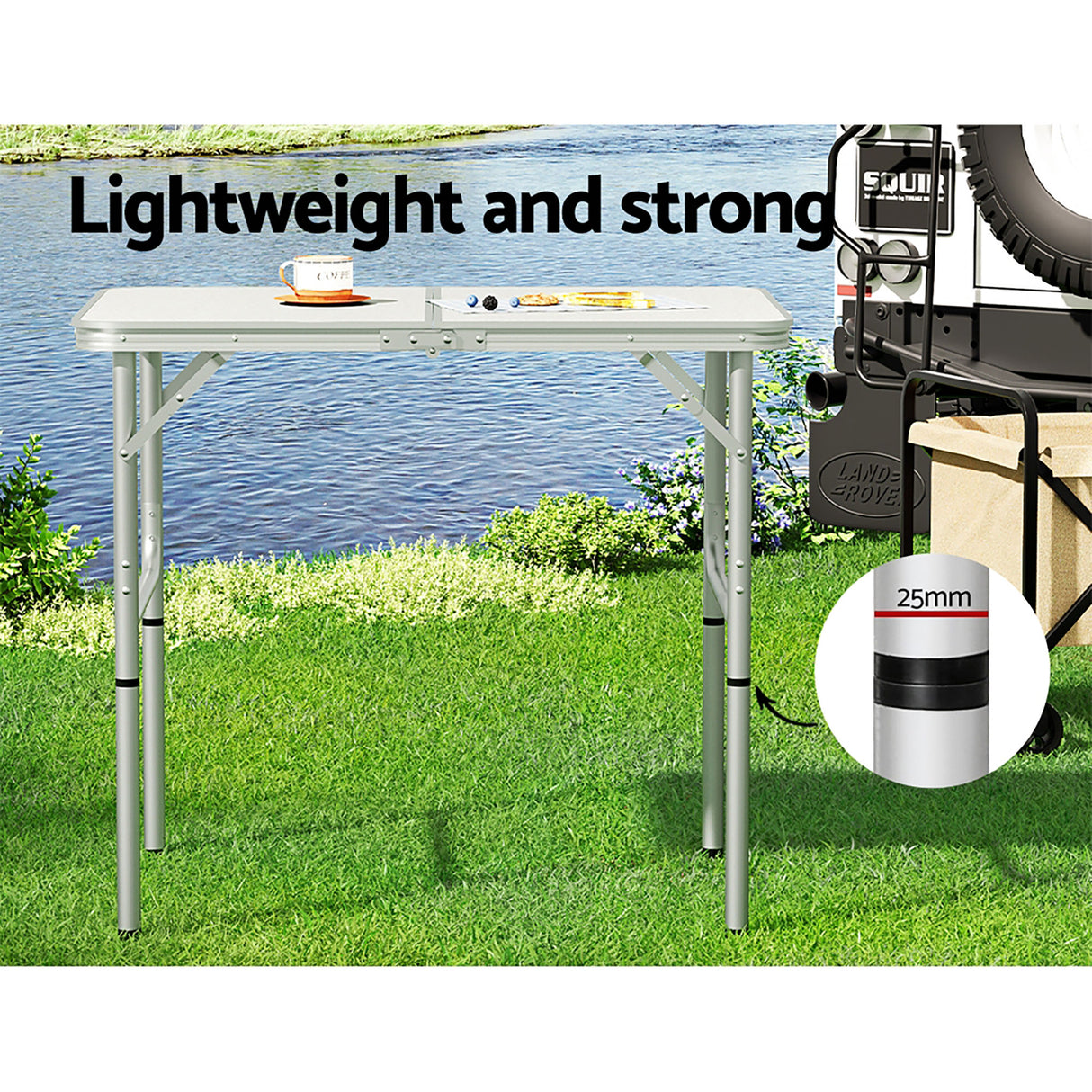 Kunoth Adjustable Folding Camp Table, 90cm