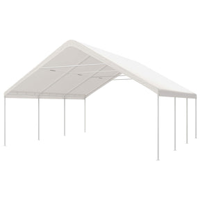 White 6 x 6 m carport canopy with powder coated steel frame on a driveway