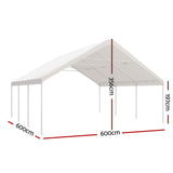 Front view of the open sided 6 x 6 m carport shelter