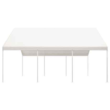 Side view showing the sturdy legs and cross struts of the carport frame