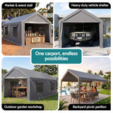 Dimension diagram of the 300 x 610 x 262 cm carport canopy tent