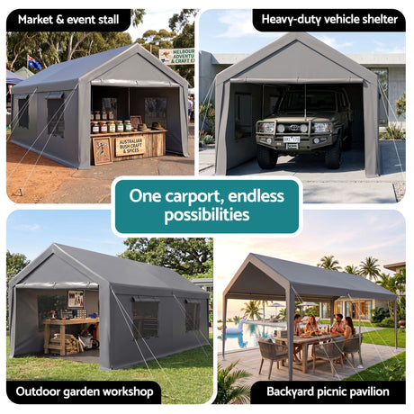 Dimension diagram of the 300 x 610 x 262 cm carport canopy tent