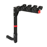 Black foldable four bike hitch carrier rack for cars and SUVs